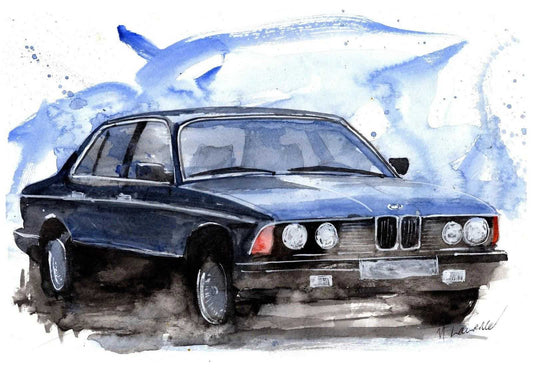 BMW 7 series Print Watercolour Painting Limited Print ArtbyMyleslaurence