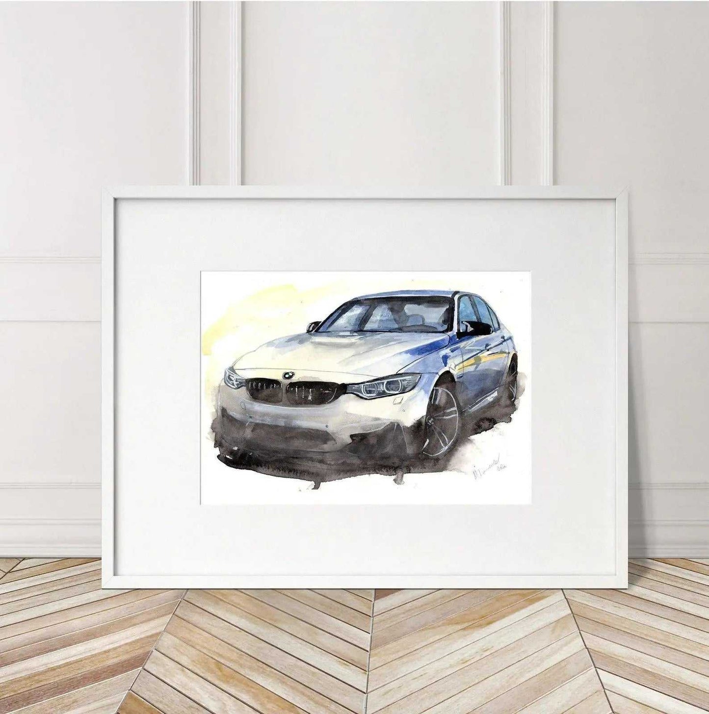 BMW M3 F80 Competition Print Watercolour Painting Limited Print ArtbyMyleslaurence