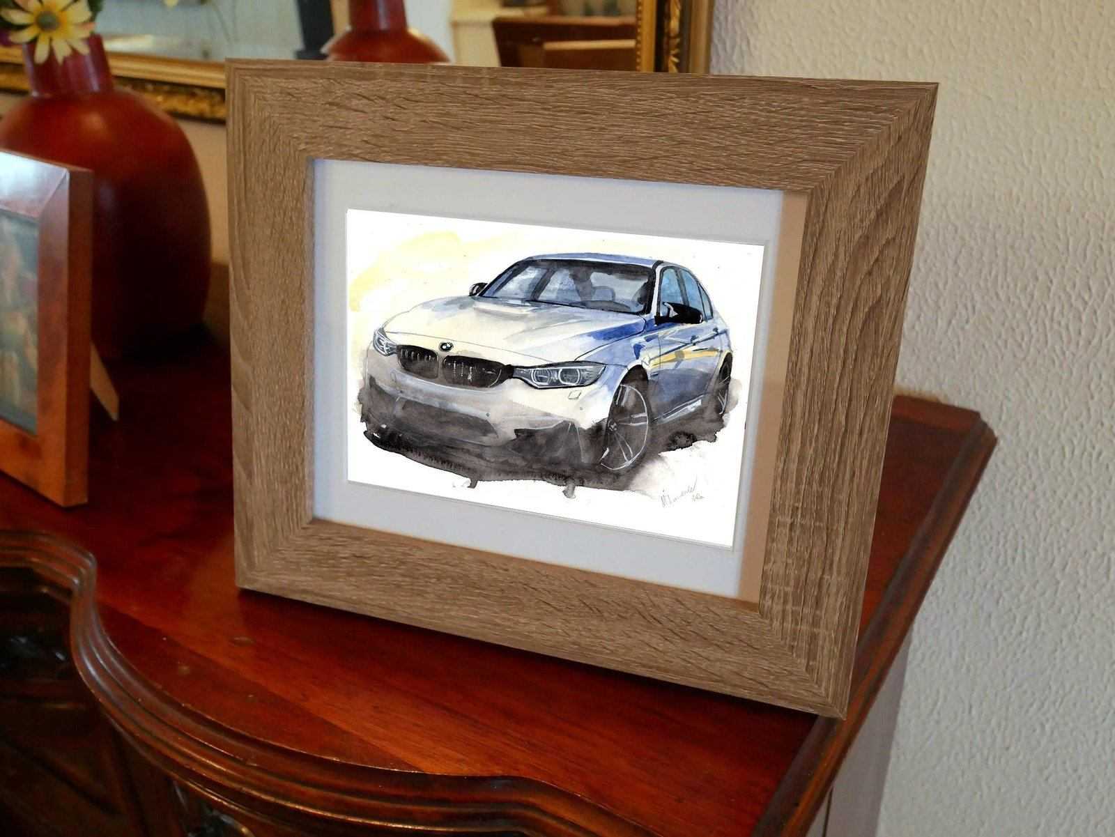 BMW M3 F80 Competition Print Watercolour Painting Limited Print ArtbyMyleslaurence