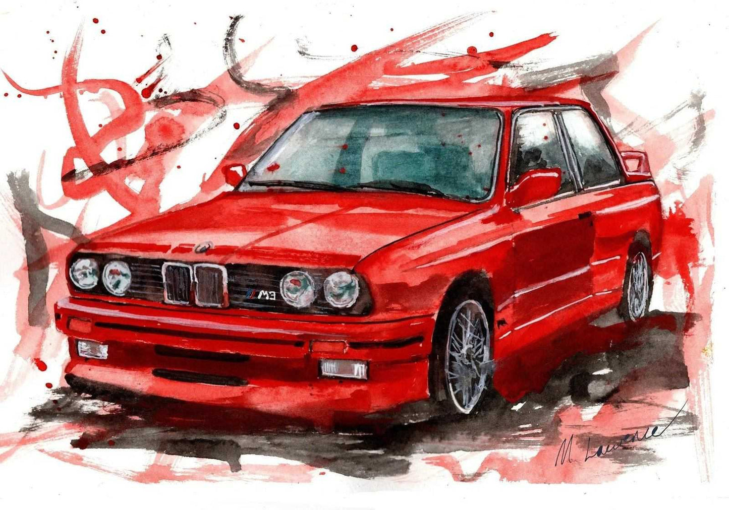 BMW M3 Print Watercolour Painting Limited Print ArtbyMyleslaurence