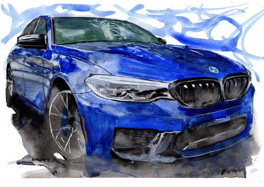 BMW M5 F90 Competition Print Watercolour Painting Limited Print ArtbyMyleslaurence