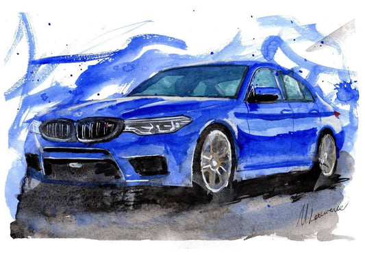 BMW M5 Print Watercolour Painting Limited Print ArtbyMyleslaurence