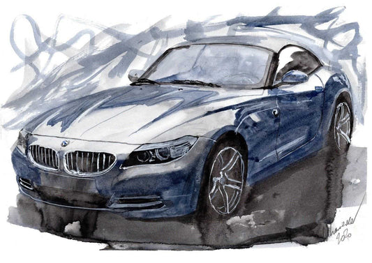 BMW Z4 Print Watercolour Painting Limited Print ArtbyMyleslaurence