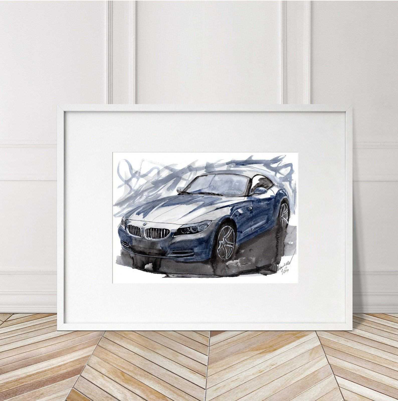 BMW Z4 Print Watercolour Painting Limited Print ArtbyMyleslaurence