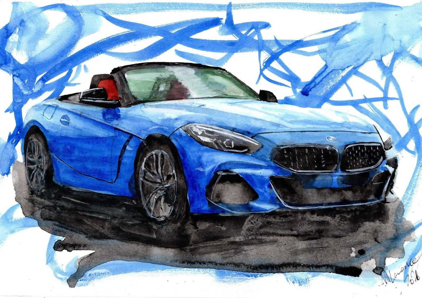 BMW Z4 Print Watercolour Painting Limited Print ArtbyMyleslaurence