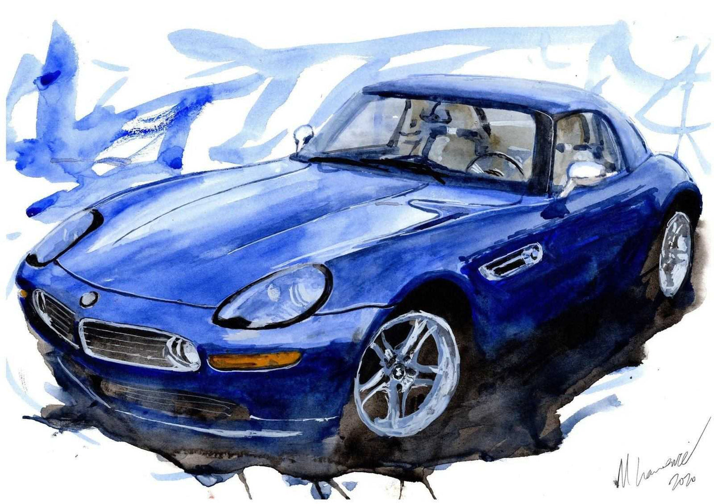 BMW Z8 Print Watercolour Painting Limited Print ArtbyMyleslaurence