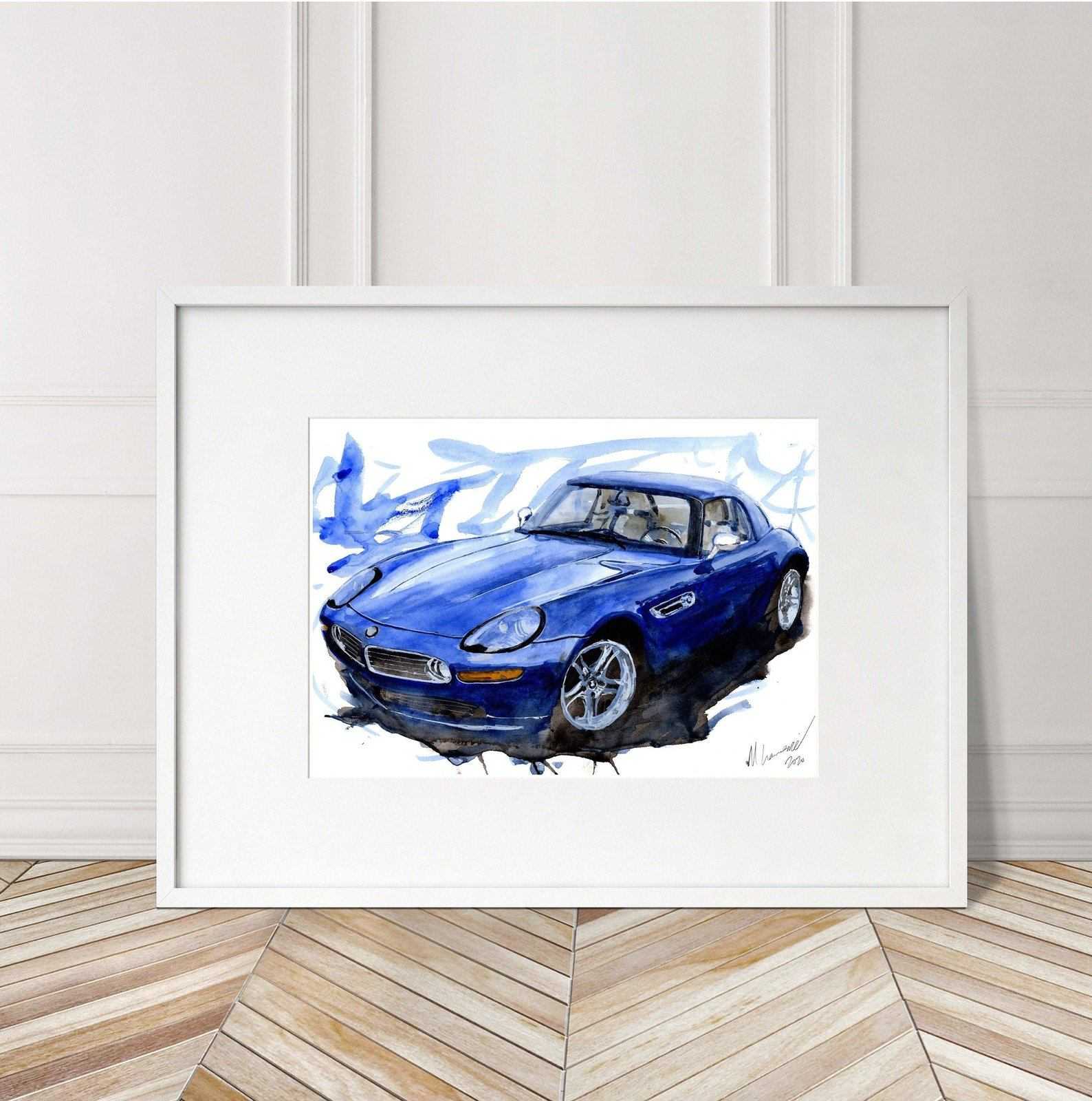 BMW Z8 Print Watercolour Painting Limited Print ArtbyMyleslaurence