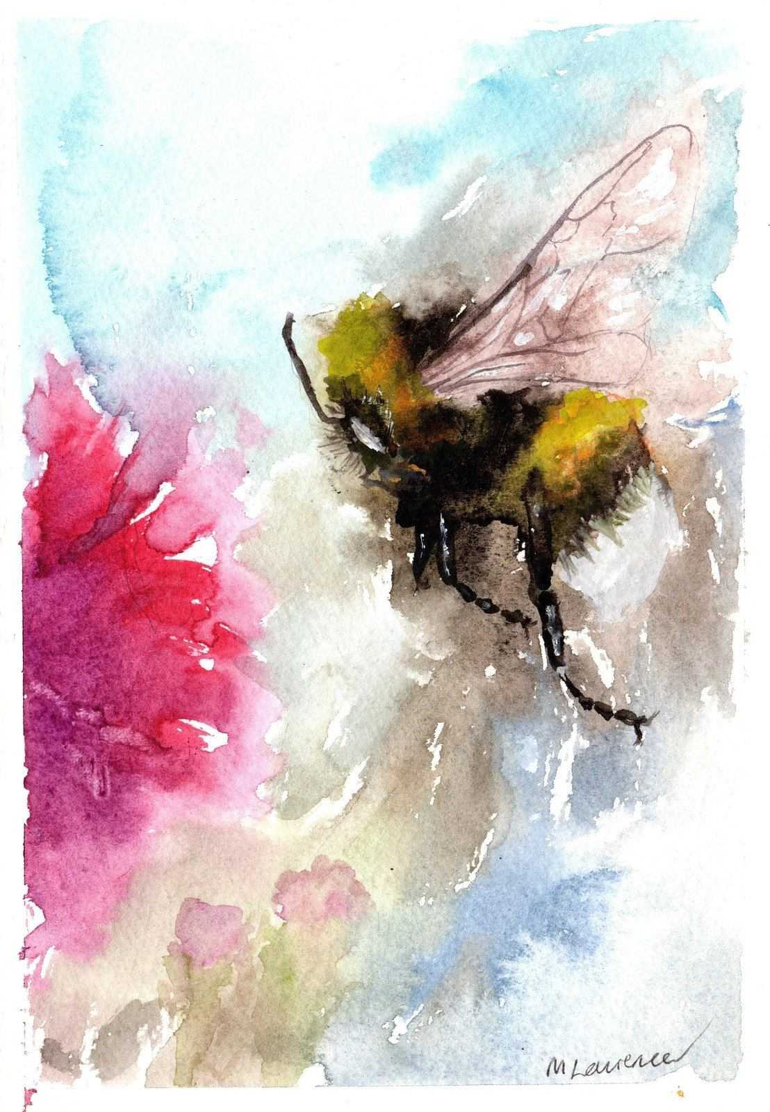 Bumble bee Painting Numbered limited edition Giclee Print of a Watercolour Painting ArtbyMyleslaurence