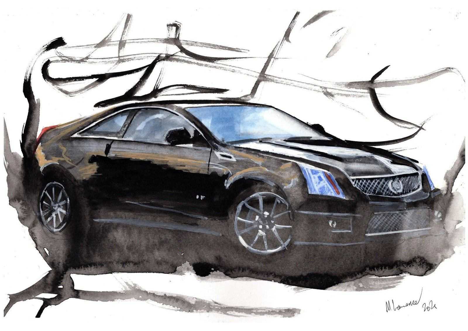 Cadillac CTS-V Print Watercolour Painting Limited Print ArtbyMyleslaurence