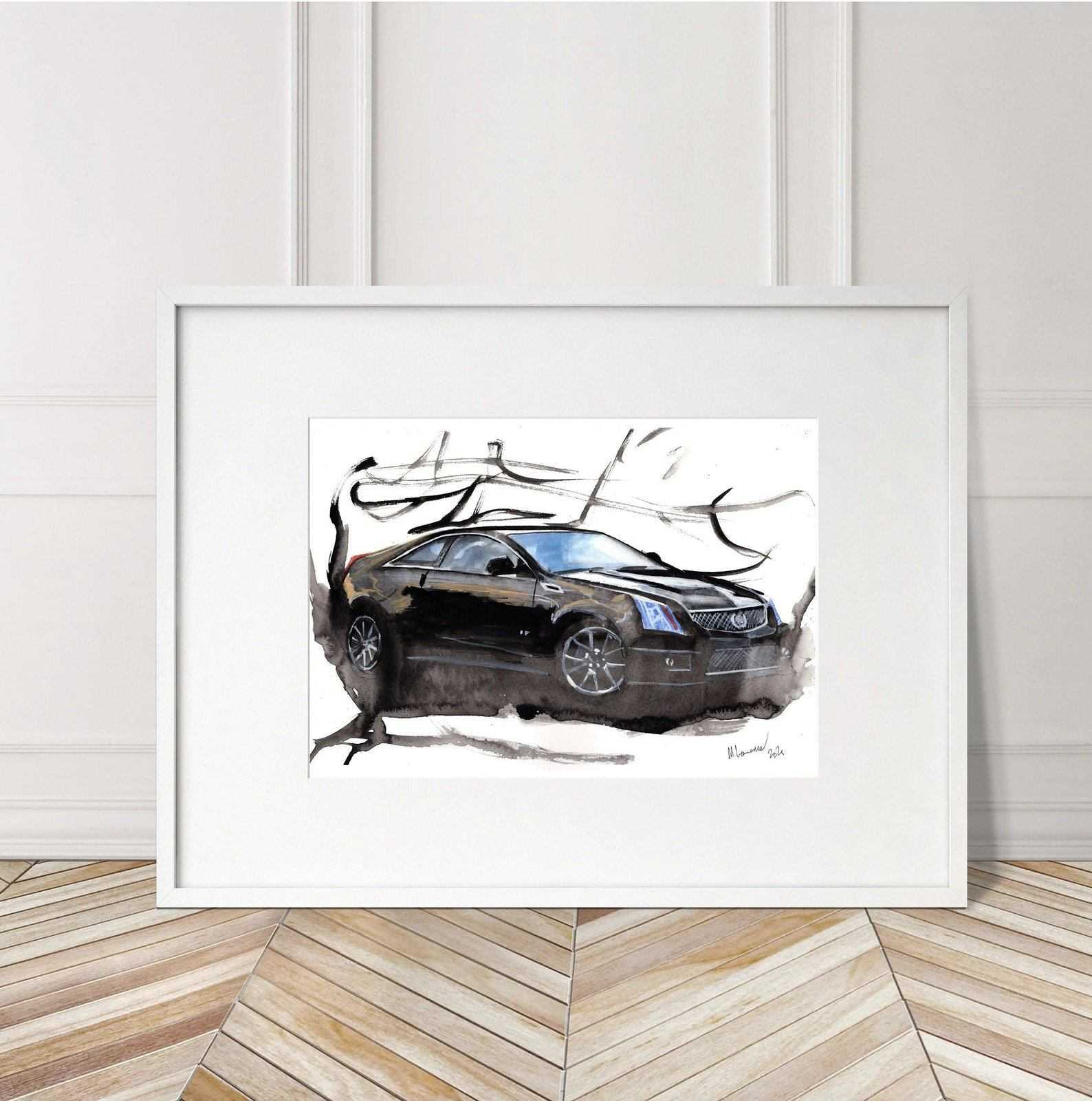 Cadillac CTS-V Print Watercolour Painting Limited Print ArtbyMyleslaurence