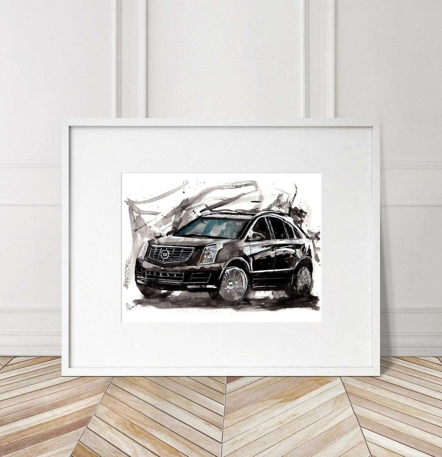 Cadillac SRX Print Watercolour Painting SUV Crossover Limited Print ArtbyMyleslaurence