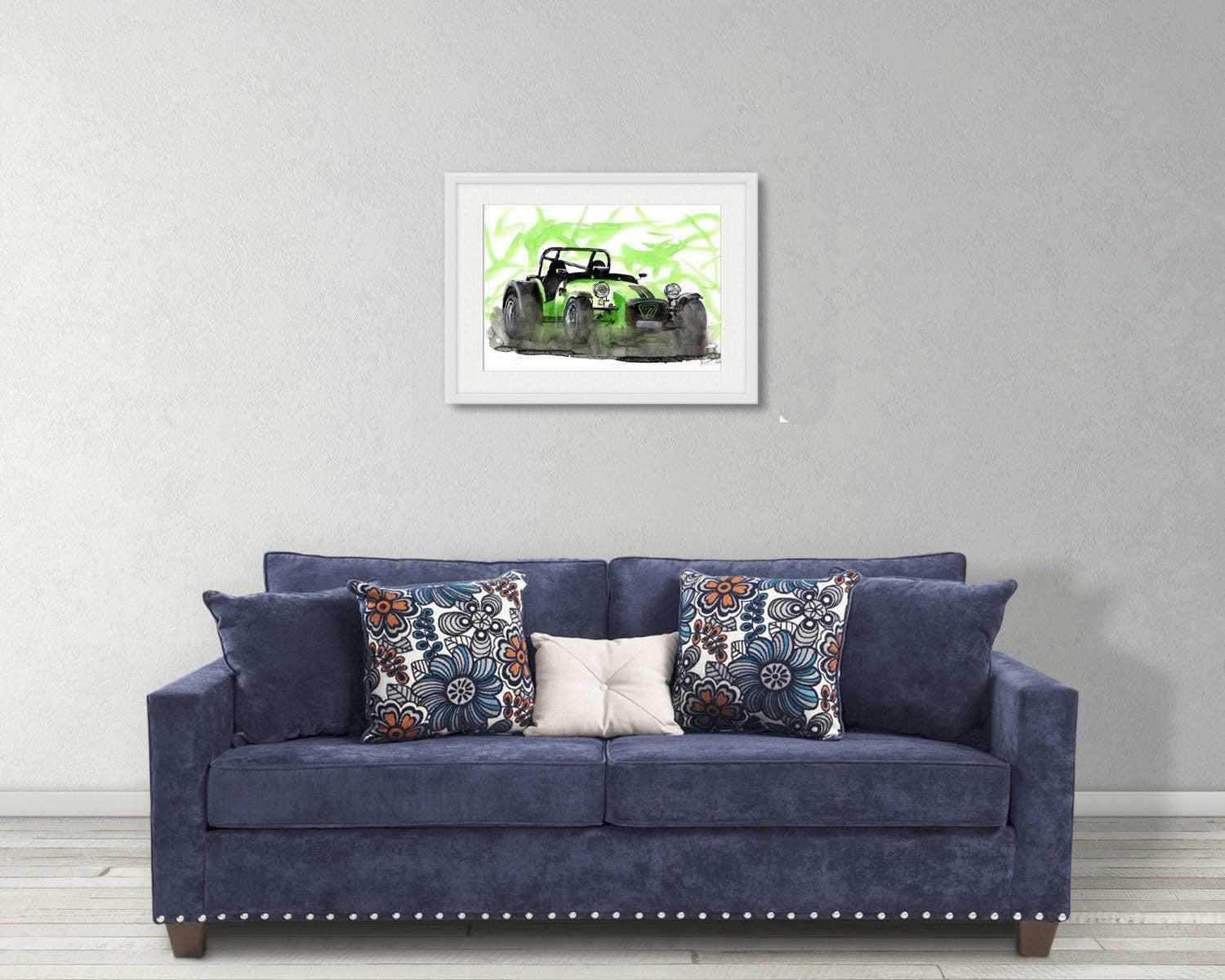 Caterham Seven 7 Print Watercolour Painting Limited Print classic British Car ArtbyMyleslaurence