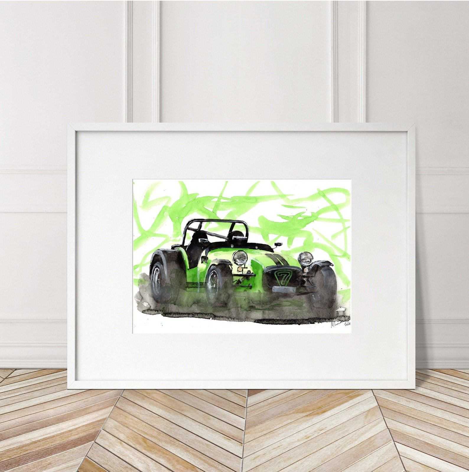 Caterham Seven 7 Print Watercolour Painting Limited Print classic British Car ArtbyMyleslaurence