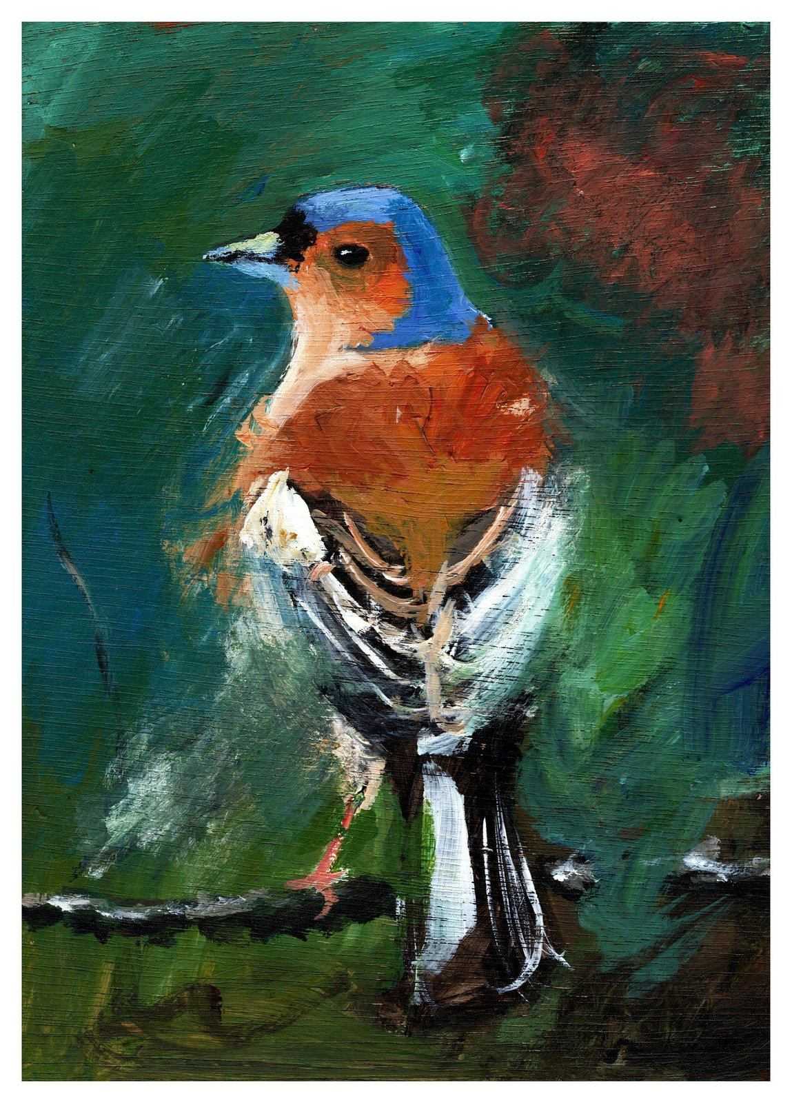 Chaffinch Painting Numbered limited edition Giclee Print of n acrylic Painting ArtbyMyleslaurence