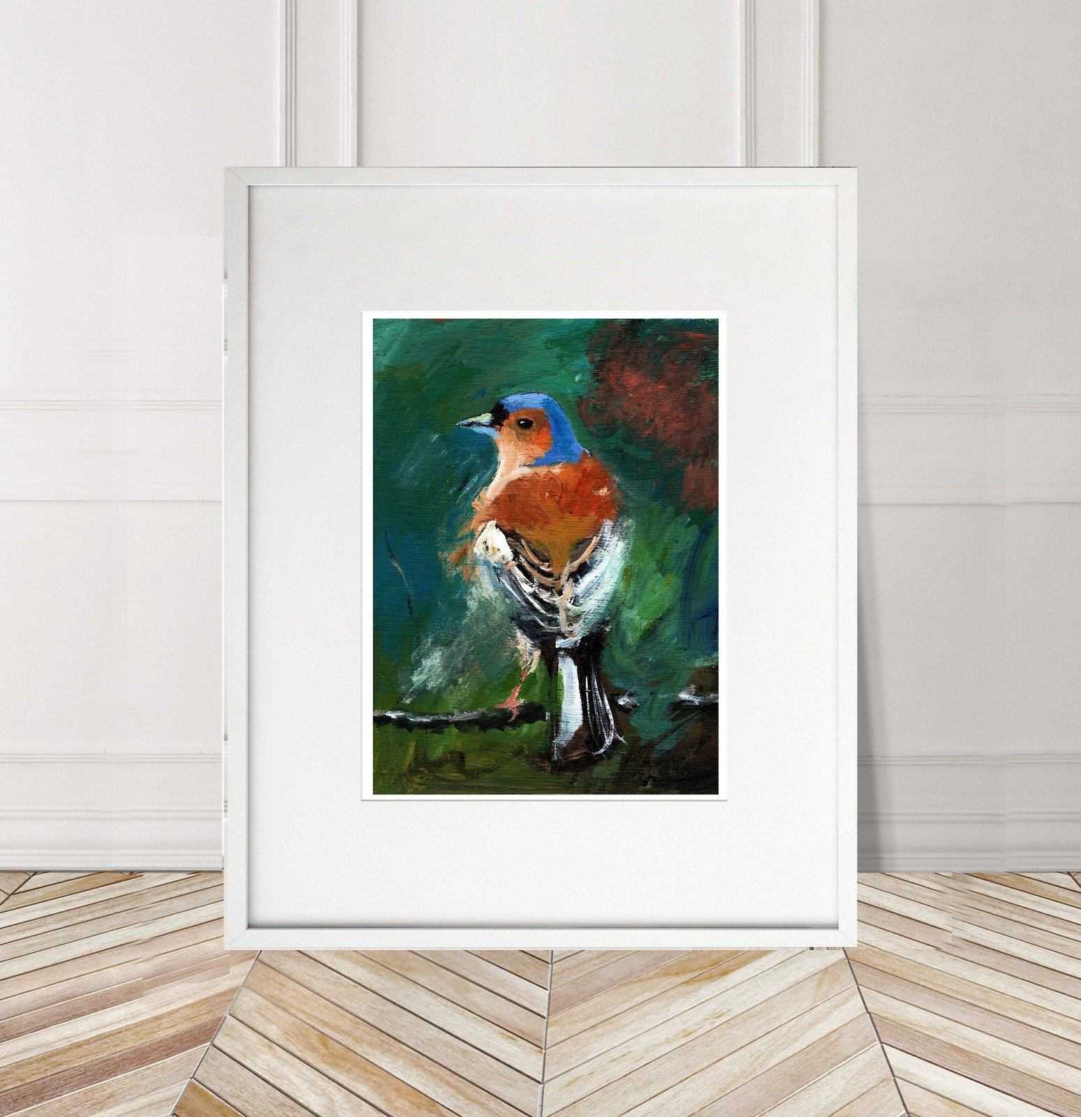 Chaffinch Painting Numbered limited edition Giclee Print of n acrylic Painting ArtbyMyleslaurence