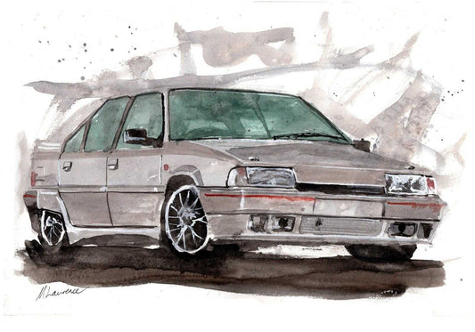 Citroen Bx Gti 16v Print Watercolour Painting Classic Car Limited Print ArtbyMyleslaurence