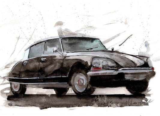 Citroen Ds Print Watercolour Painting Classic Car Limited Print ArtbyMyleslaurence