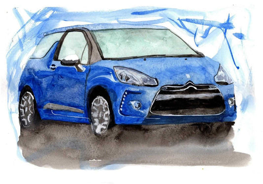 Citroen Ds3 sport Print Watercolour Painting Car Limited Print ArtbyMyleslaurence