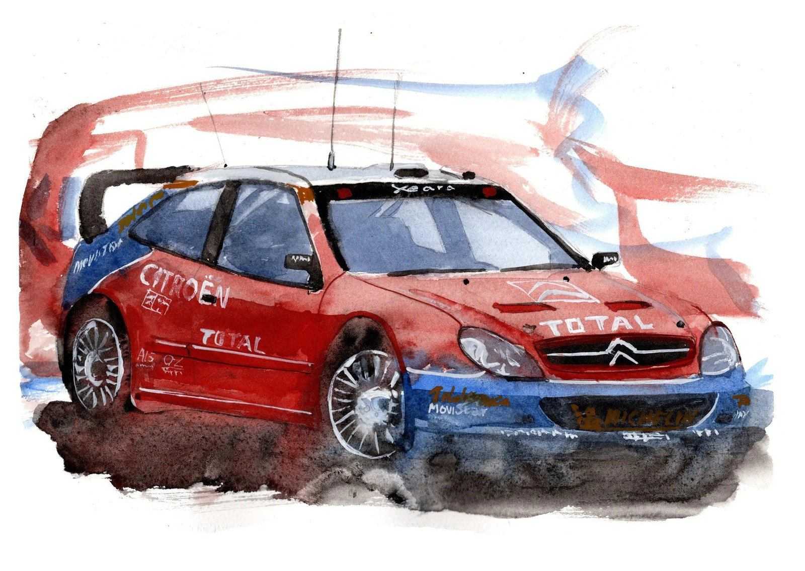 Citroen Xsara Rally Car Print Watercolour Painting Limited Print Rallying ArtbyMyleslaurence