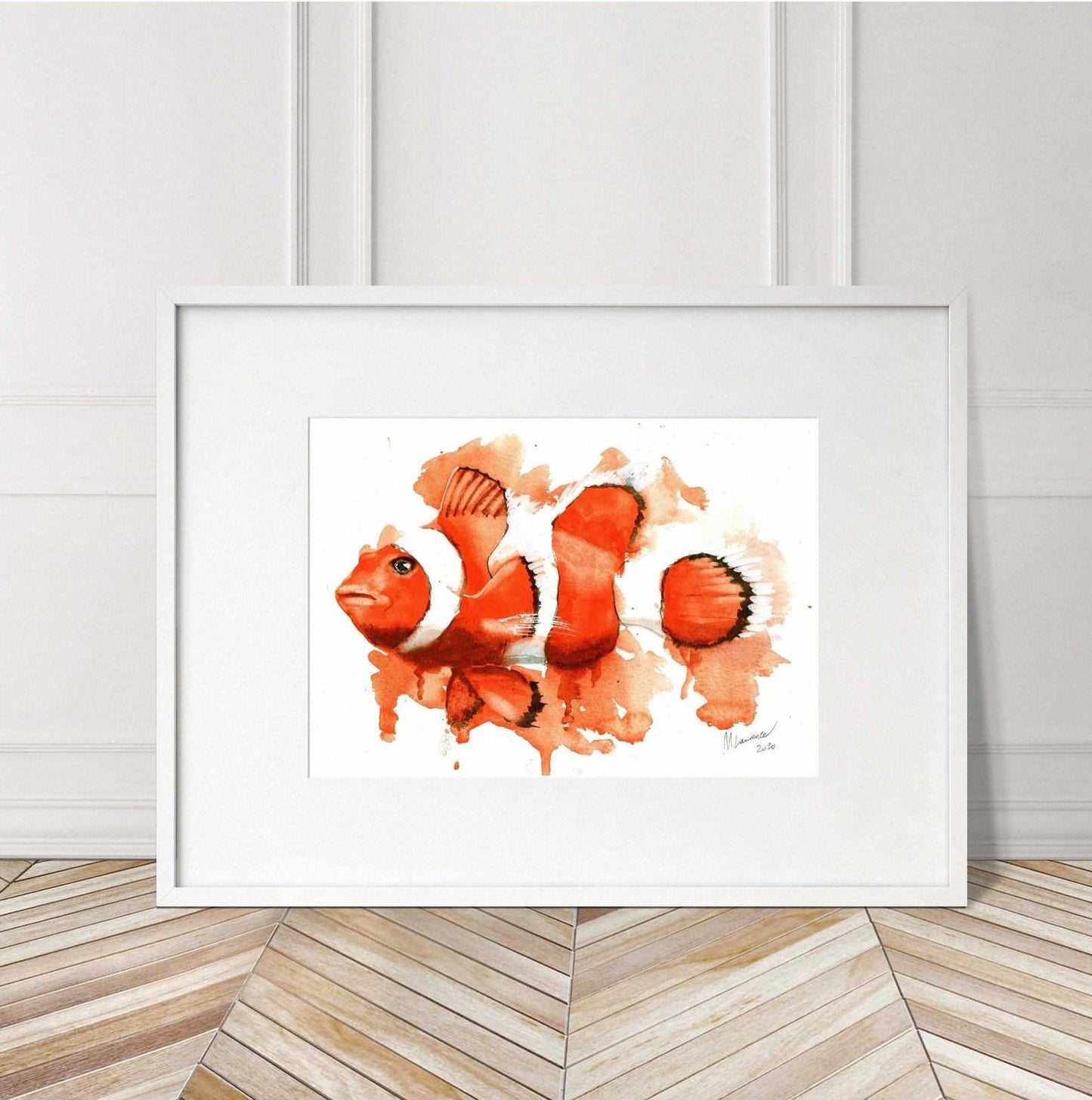 Clownfish Clown Painting Fish Nemo Numbered limited edition Giclee Print of a Watercolour Painting ArtbyMyleslaurence