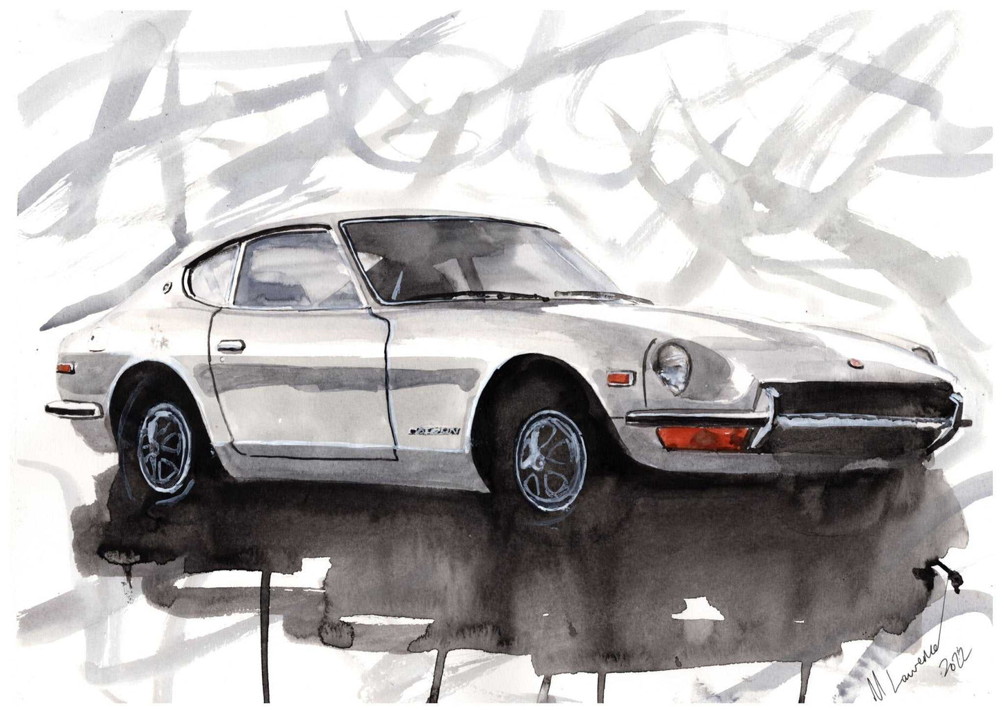 Datsun 240z Painting Watercolour Limited Print ArtbyMyleslaurence