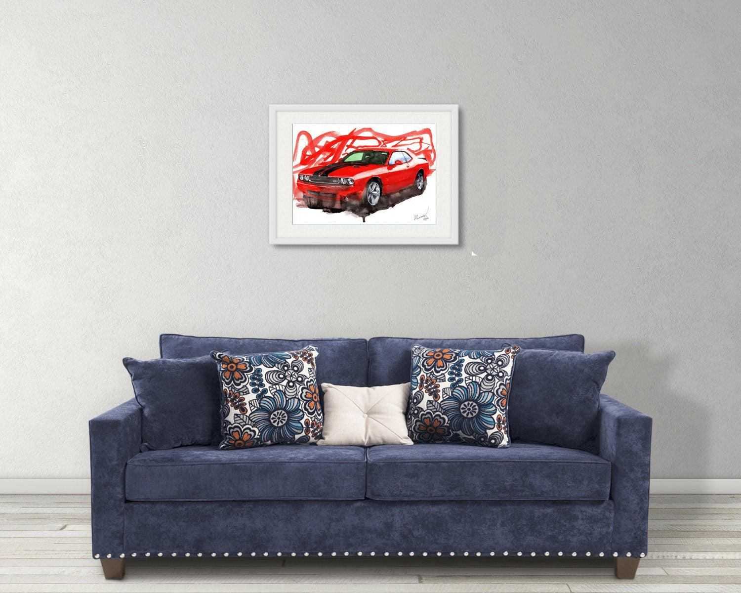 Dodge Charger SRT Print Watercolour Painting Limited Print ArtbyMyleslaurence