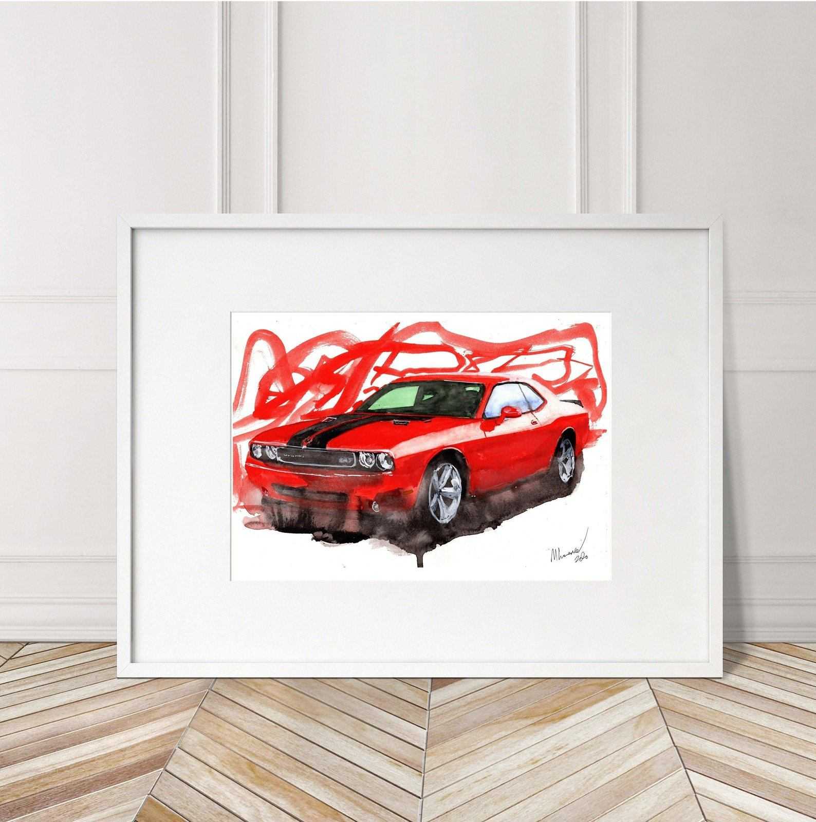 Dodge Charger SRT Print Watercolour Painting Limited Print ArtbyMyleslaurence