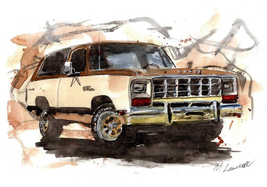 Dodge Ramcharger Print Watercolour Painting SUV Limited Print ArtbyMyleslaurence