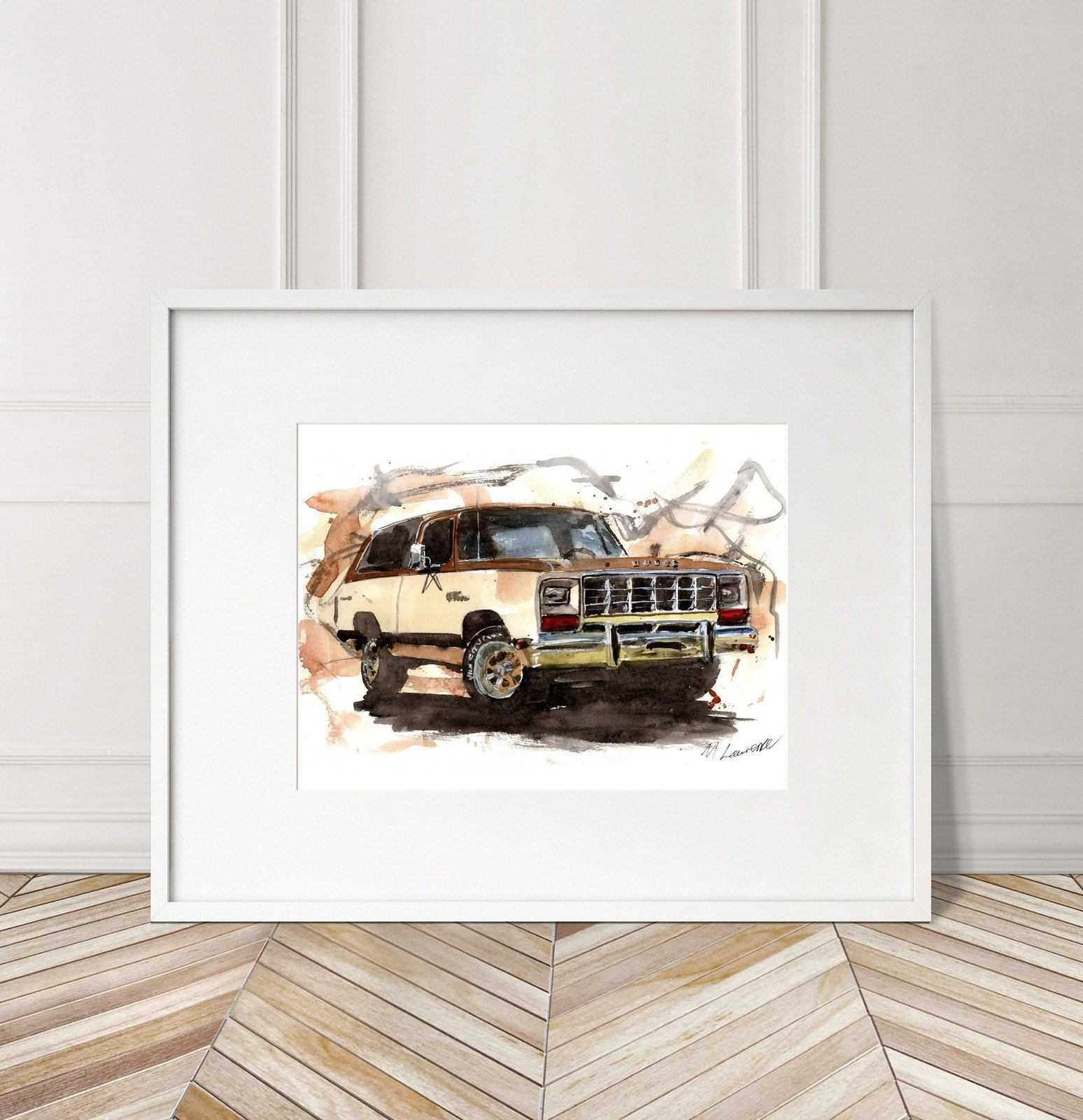 Dodge Ramcharger Print Watercolour Painting SUV Limited Print ArtbyMyleslaurence