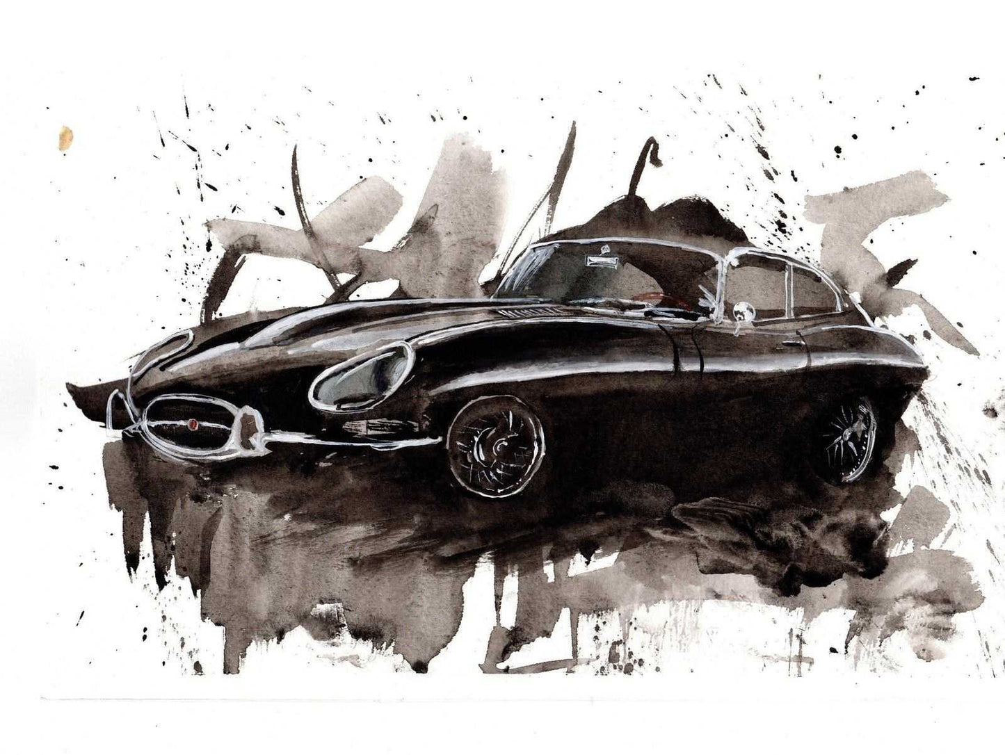 E Type Jaguar Print Watercolour Painting Limited Print ArtbyMyleslaurence