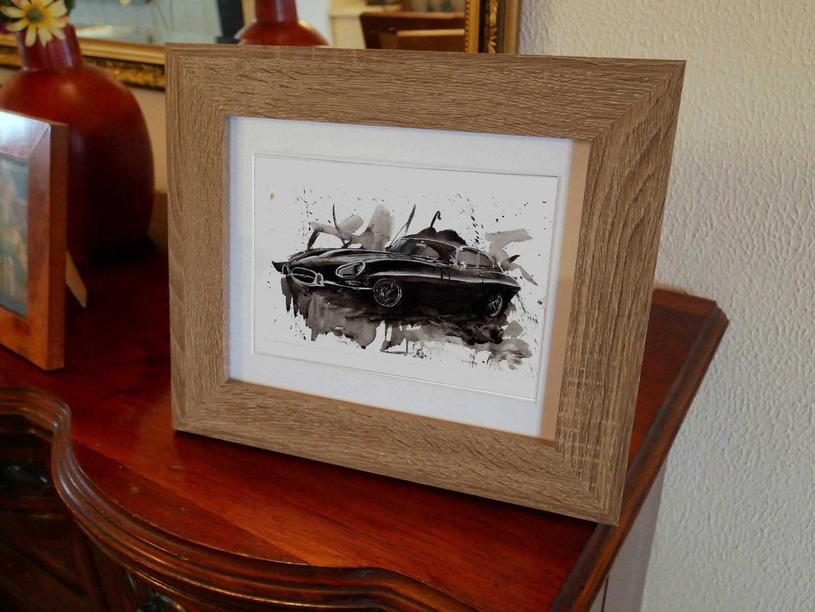 E Type Jaguar Print Watercolour Painting Limited Print ArtbyMyleslaurence