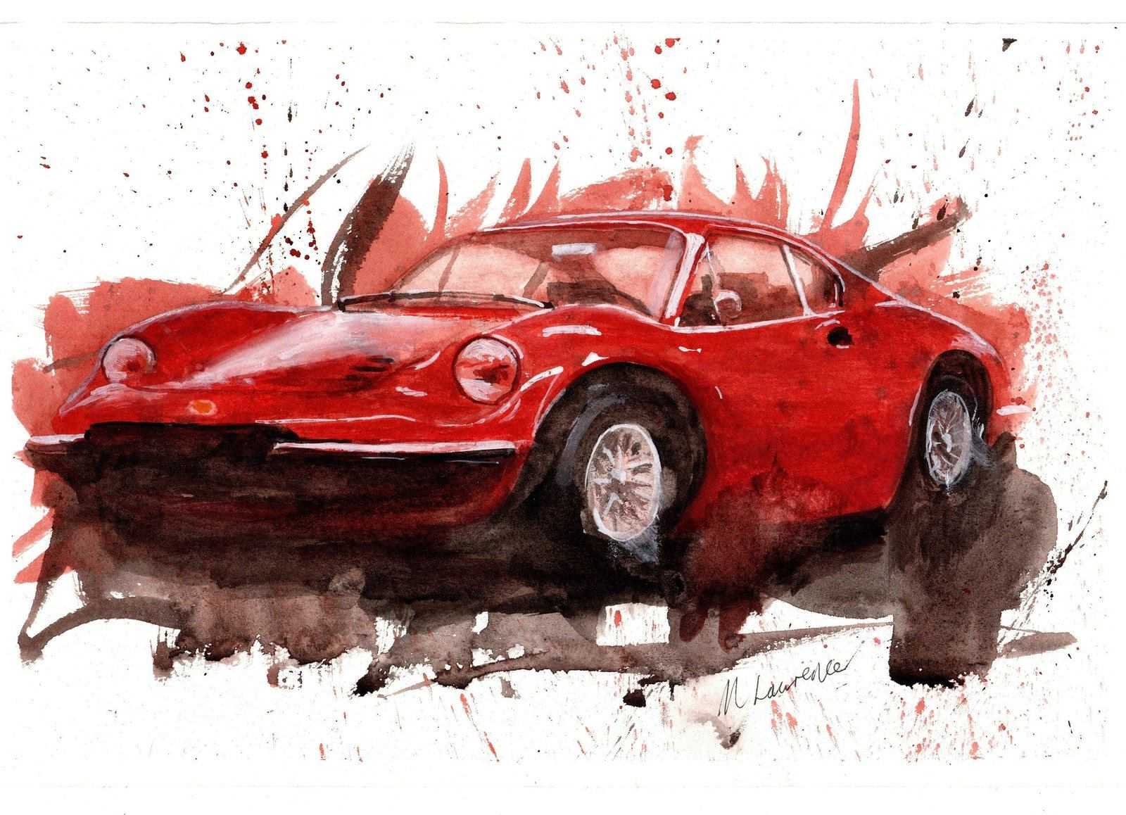 Ferrari 246 Print Watercolour Painting Limited Print ArtbyMyleslaurence