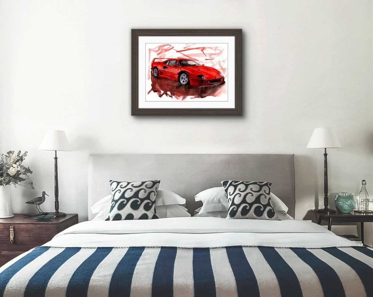 Ferrari F40 Print Watercolour Painting Limited Print ArtbyMyleslaurence