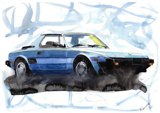 Fiat X19 Bertone Print Watercolour Painting Limited Print ArtbyMyleslaurence