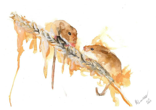 Field Mice Painting Numbered limited edition Giclee Print of a Watercolour Painting ArtbyMyleslaurence