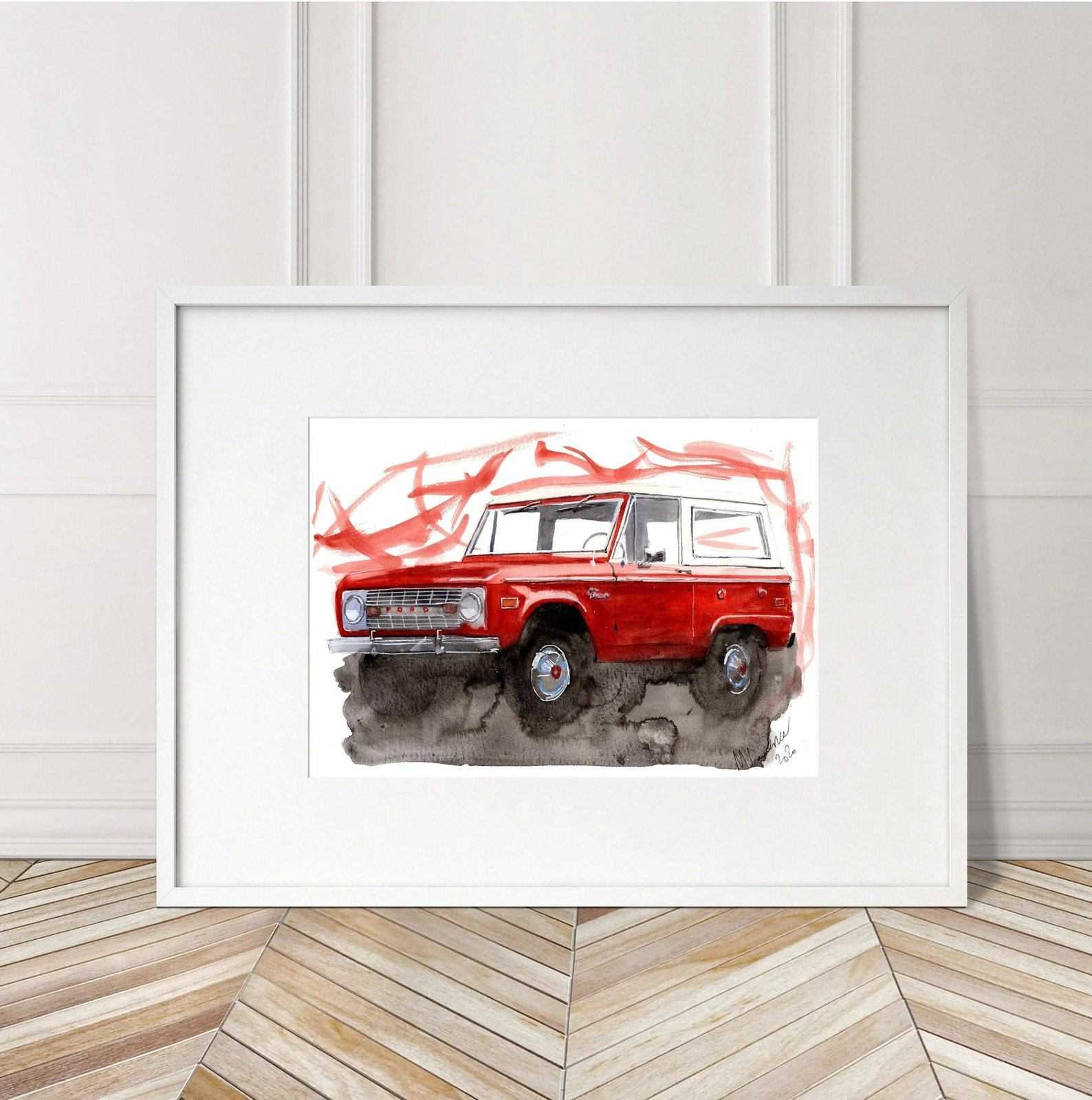 Ford Bronco Mk 1 Print Watercolour Painting Classic Suv Limited Print ArtbyMyleslaurence