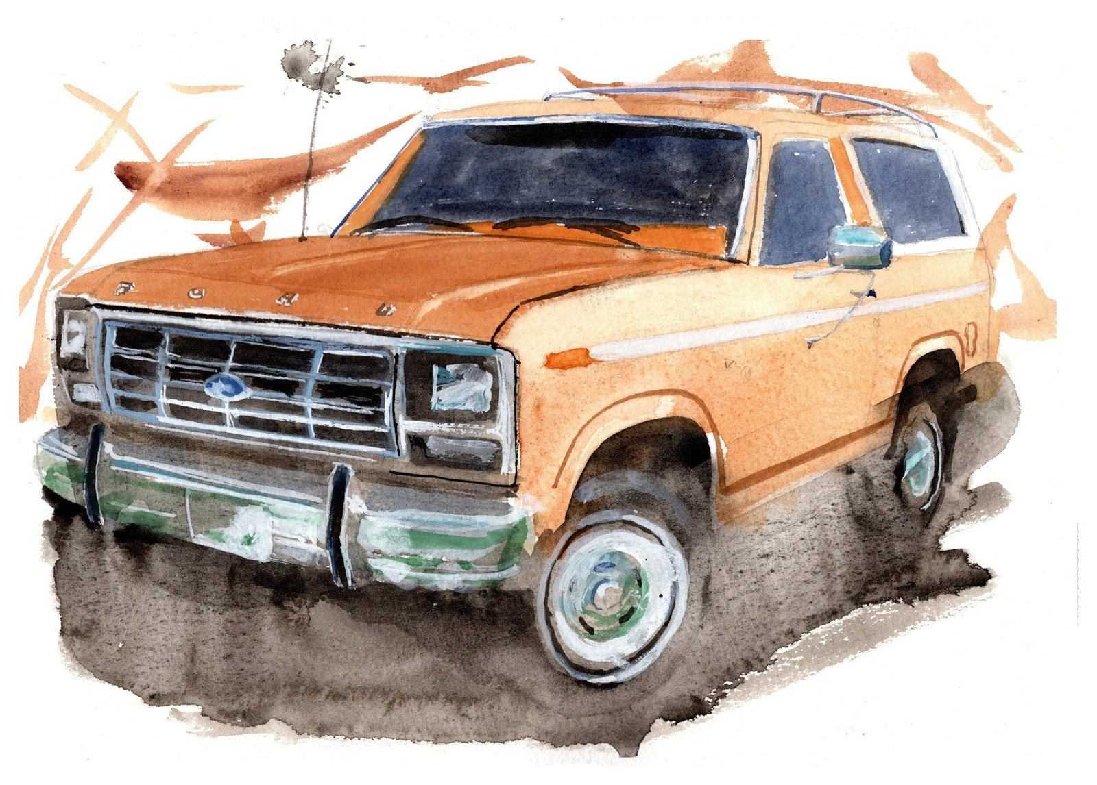 Ford Bronco Mk 2 Print Watercolour Painting Classic Suv Limited Print ArtbyMyleslaurence