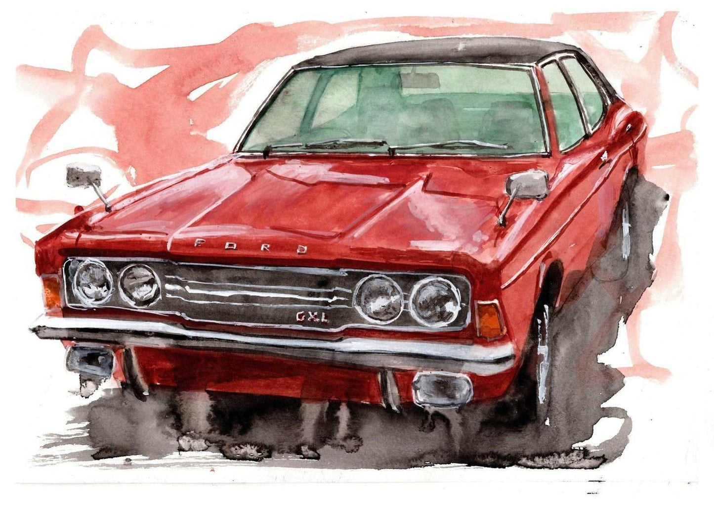 Ford Cortina Mk 3 Print Watercolour Painting Limited Print ArtbyMyleslaurence