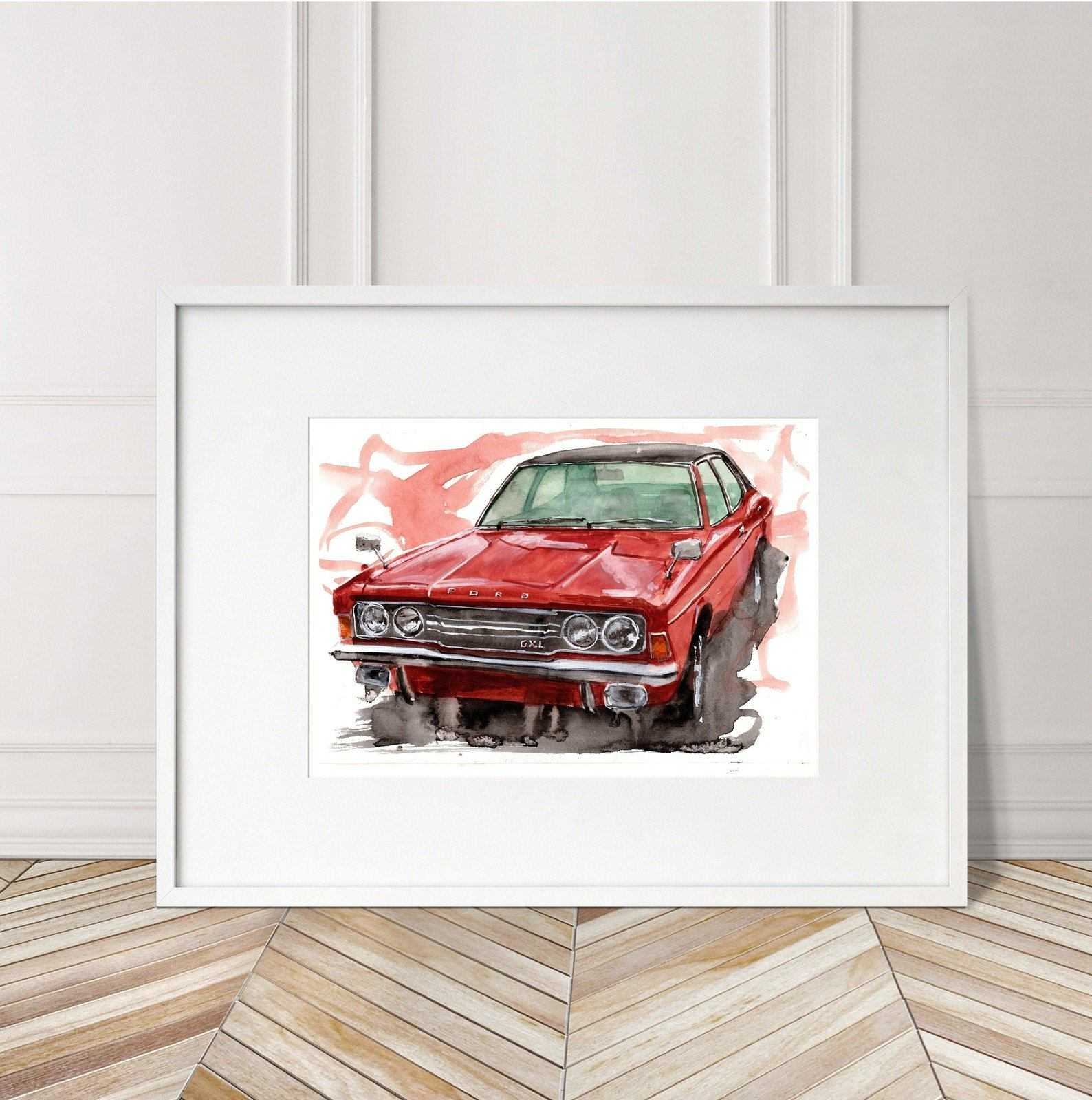 Ford Cortina Mk 3 Print Watercolour Painting Limited Print ArtbyMyleslaurence