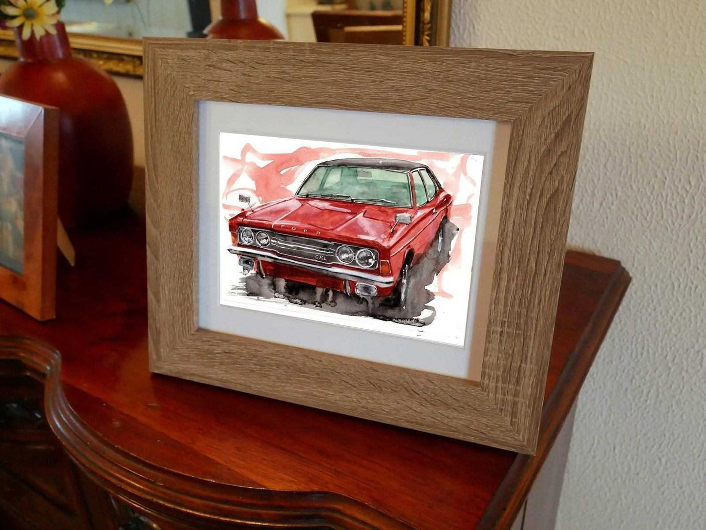 Ford Cortina Mk 3 Print Watercolour Painting Limited Print ArtbyMyleslaurence