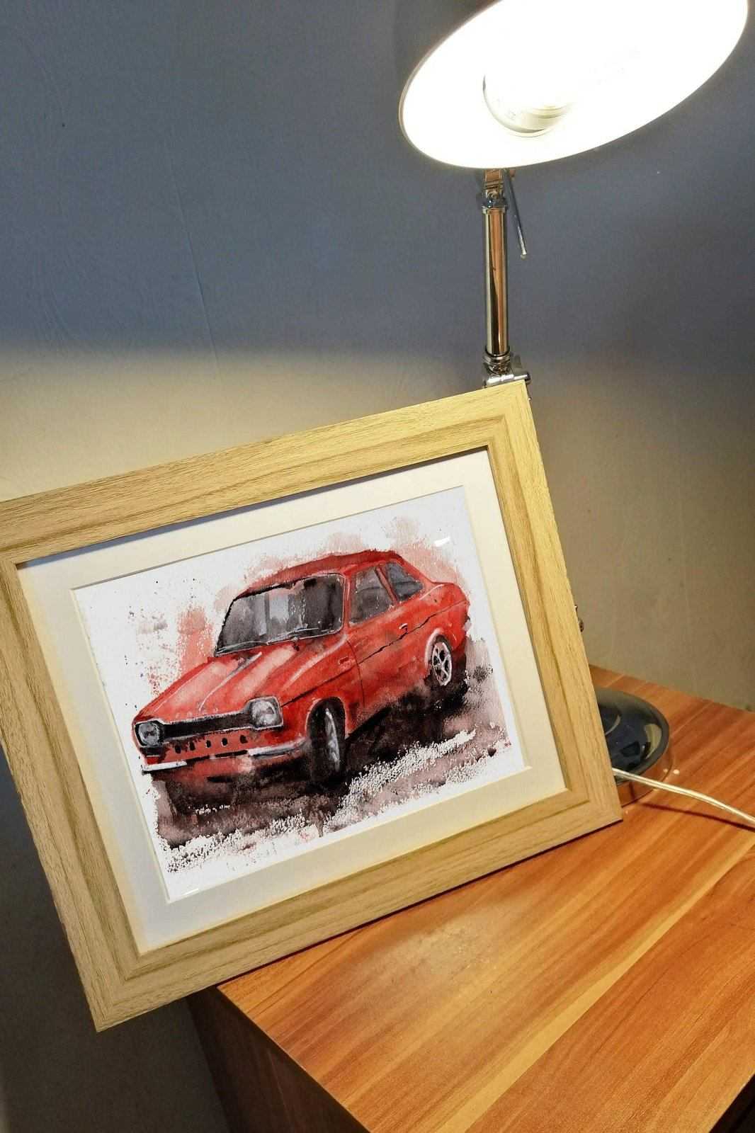 Ford Escort Mk1 Print Watercolour Painting Limited Print ArtbyMyleslaurence