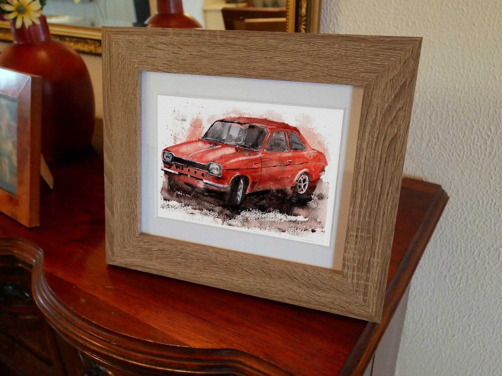 Ford Escort Mk1 Print Watercolour Painting Limited Print ArtbyMyleslaurence