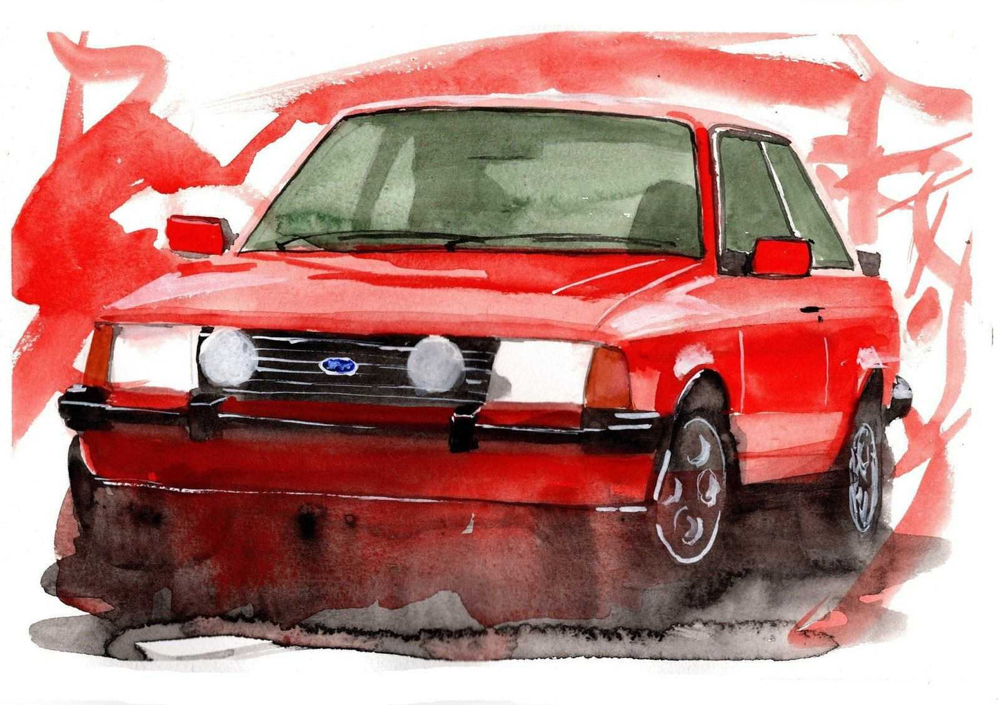 Ford Escort xr3i Print Watercolour Painting Limited Print ArtbyMyleslaurence