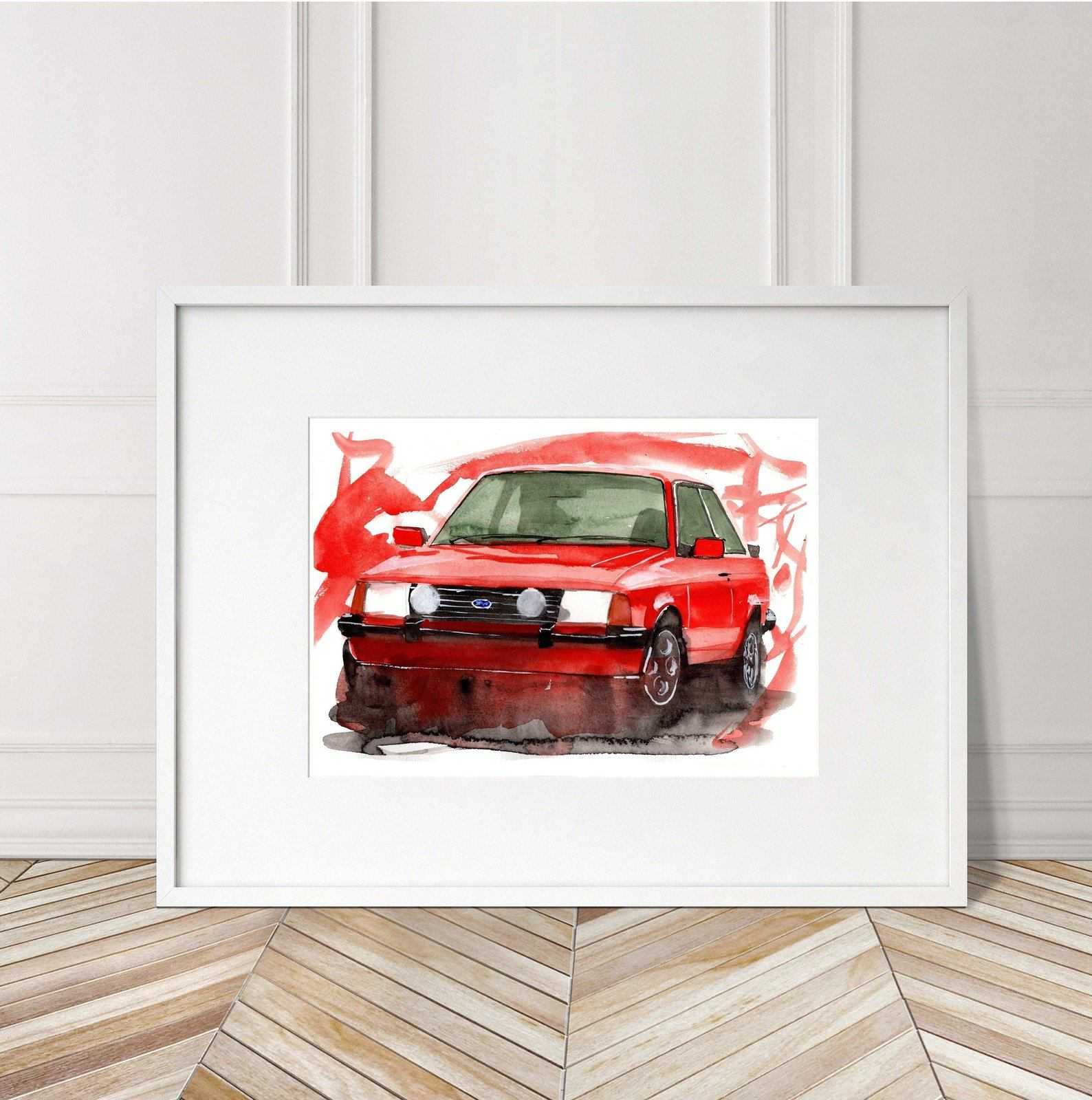 Ford Escort xr3i Print Watercolour Painting Limited Print ArtbyMyleslaurence