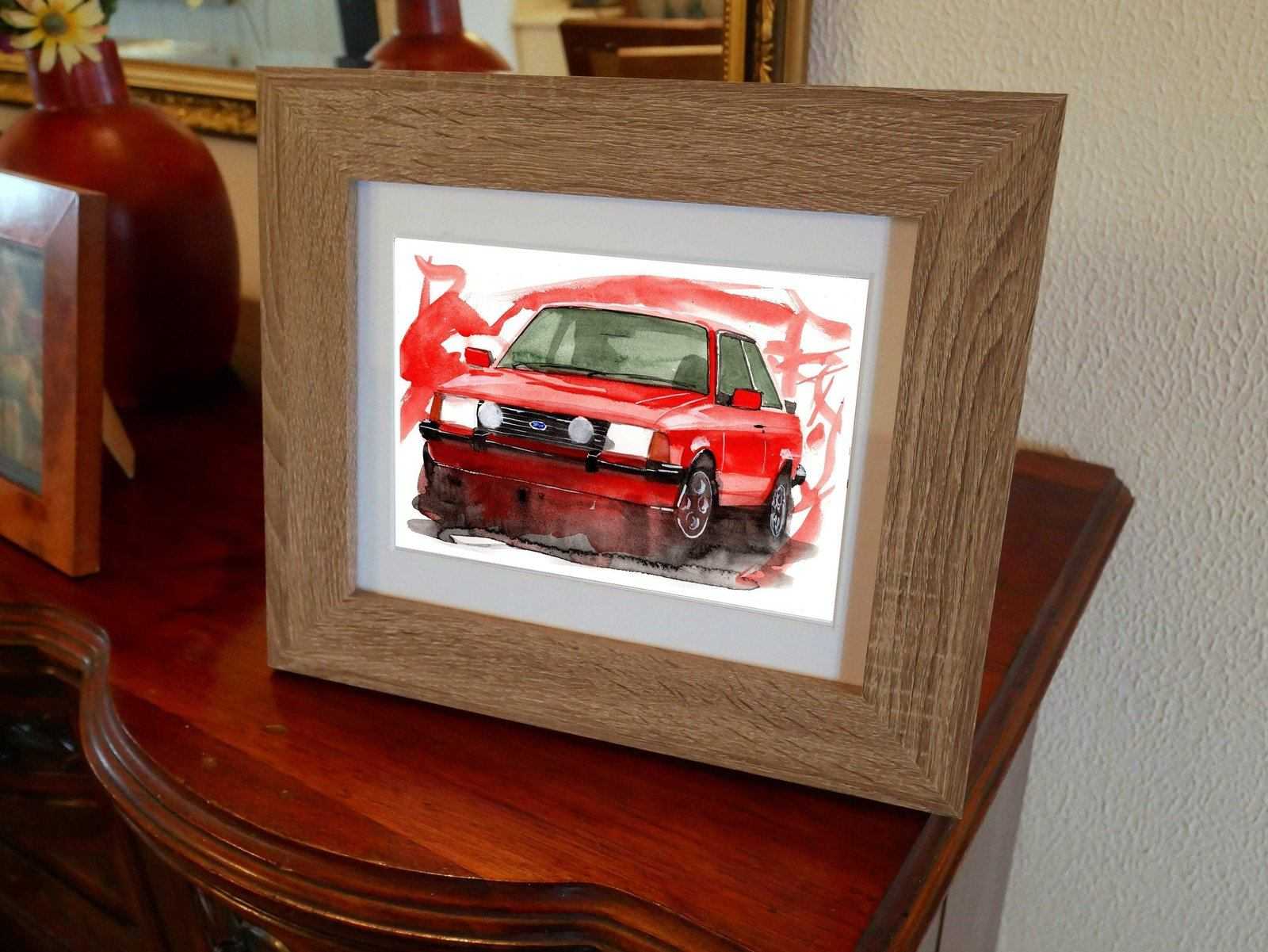 Ford Escort xr3i Print Watercolour Painting Limited Print ArtbyMyleslaurence