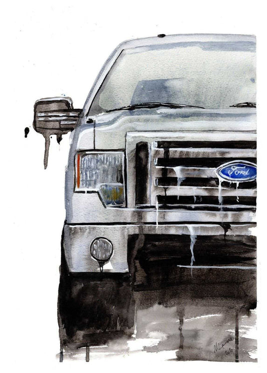 Ford F-150 Print Watercolour Painting F150 front view Truck Suv Pickup Limited Print ArtbyMyleslaurence