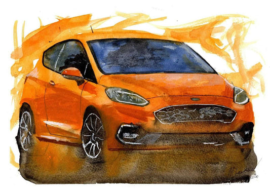 Ford Fiesta ST Print Watercolour Painting Limited Print ArtbyMyleslaurence