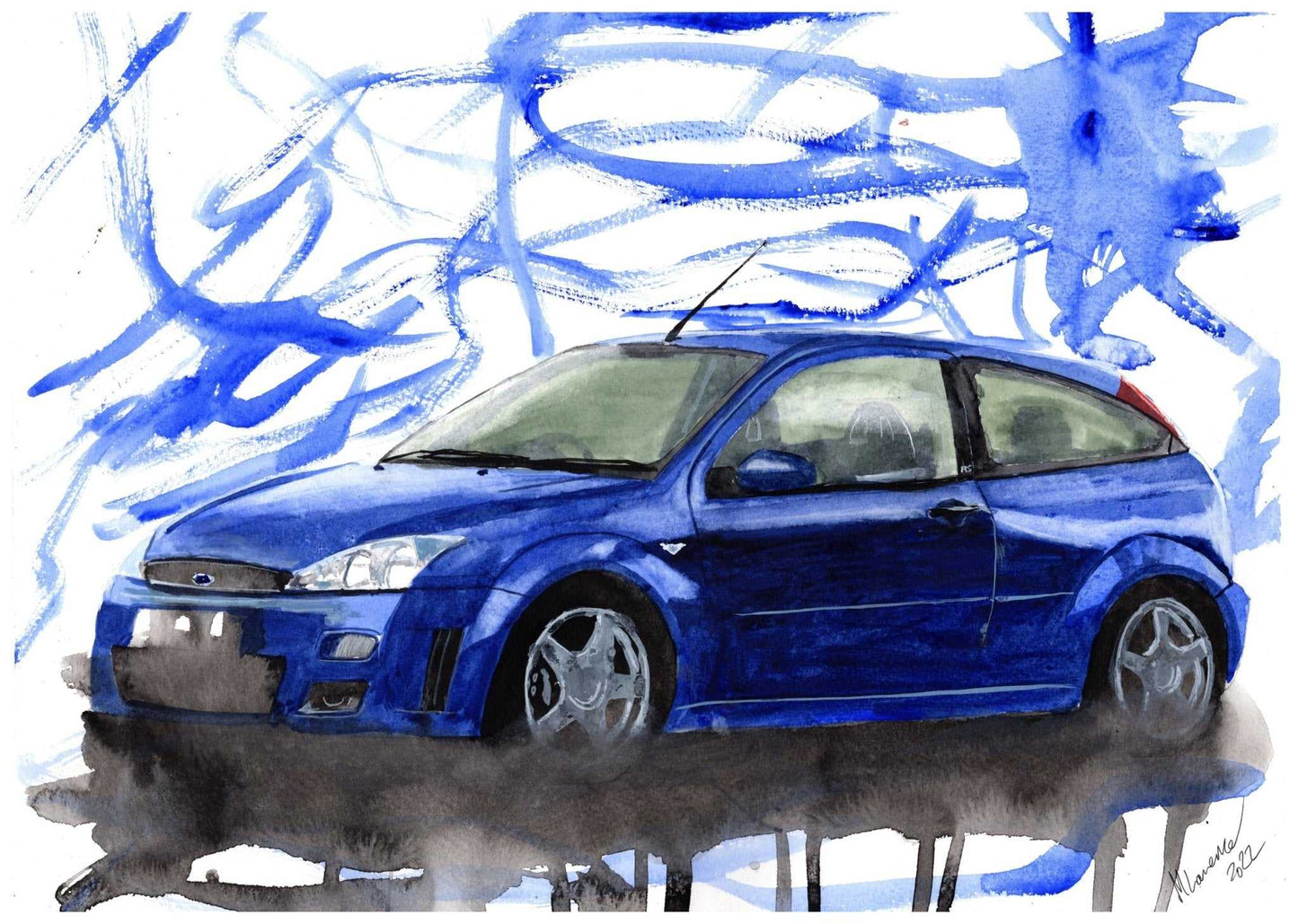 Ford Focus RS MK1 Painting Limited Print ArtbyMyleslaurence