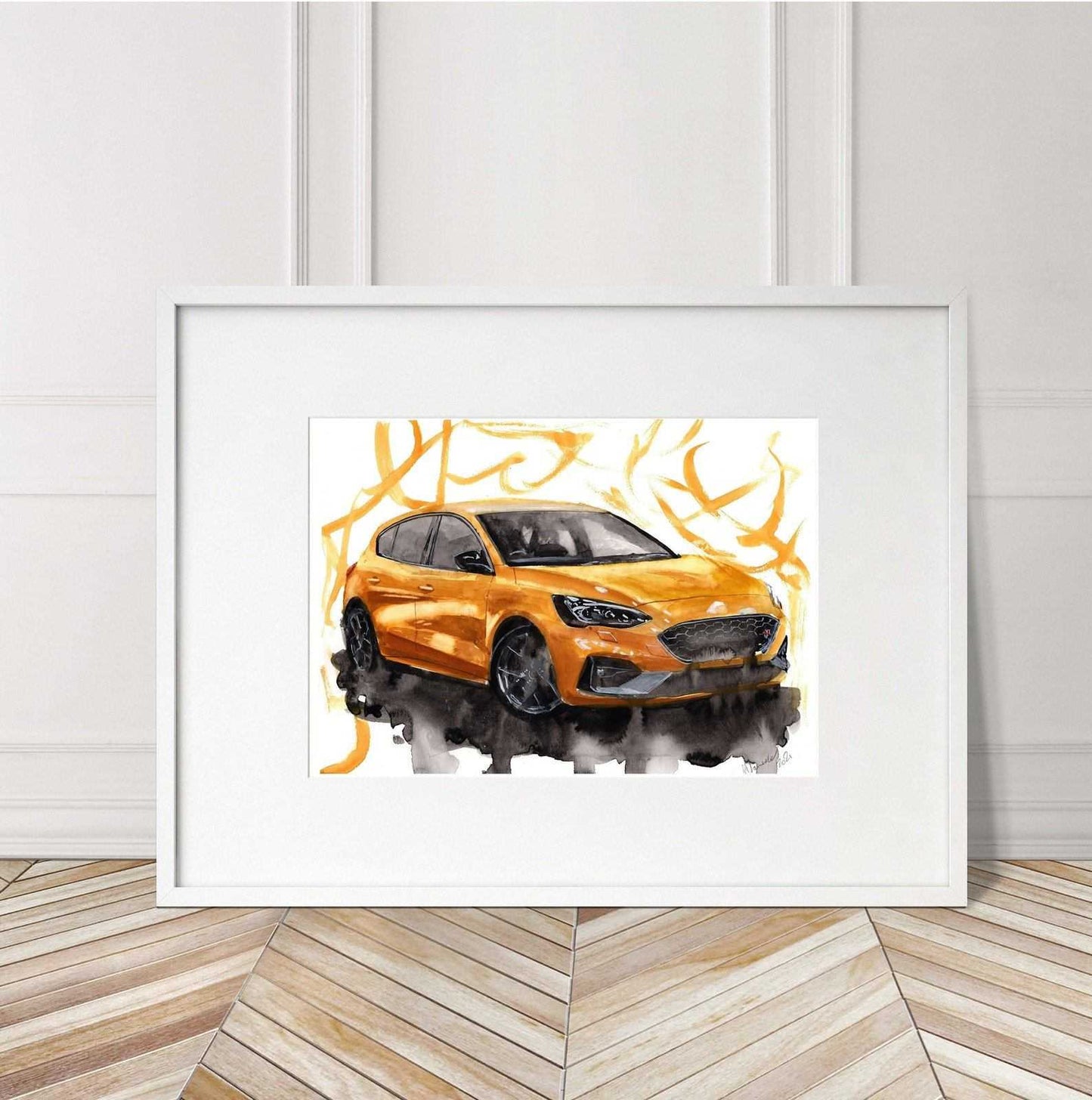 Ford Focus ST Print Watercolour Painting Limited Print ArtbyMyleslaurence