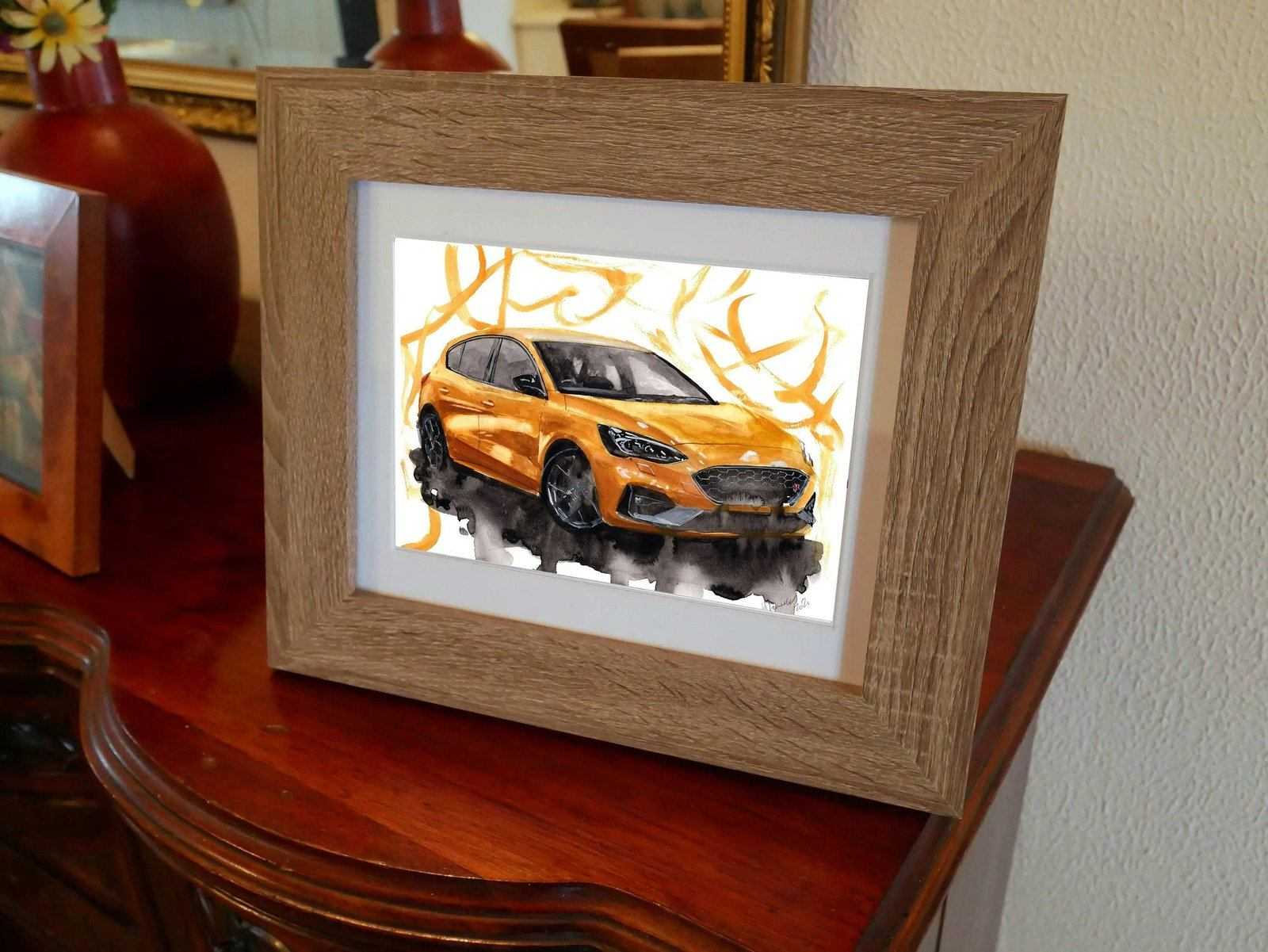 Ford Focus ST Print Watercolour Painting Limited Print ArtbyMyleslaurence